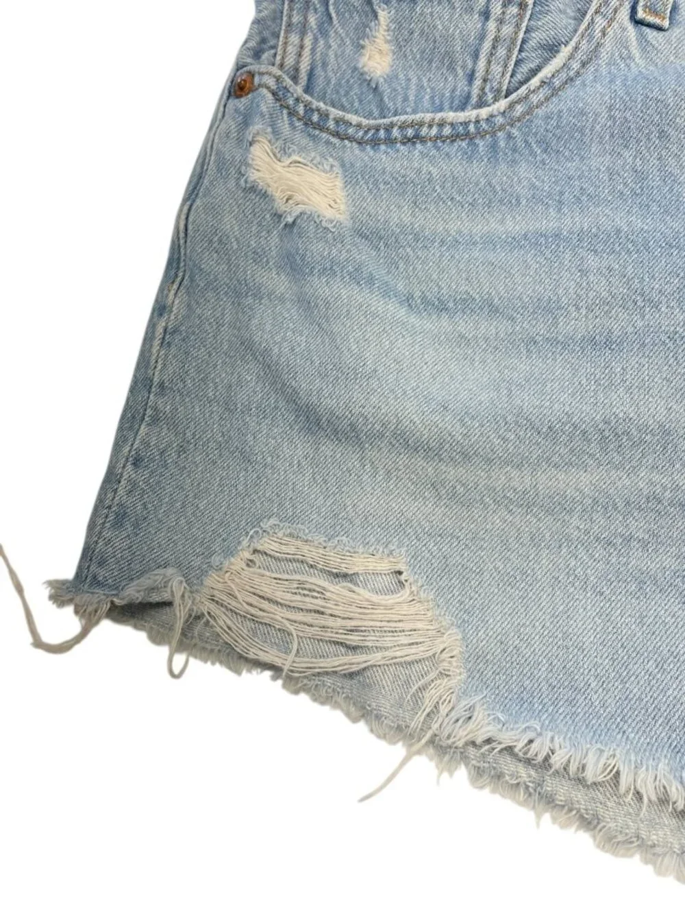 Levi's‎ Women's Blue W30 Distressed Raw Hem Denim High Waist 501 Shorts